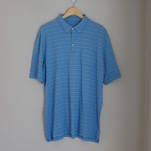 Peter Millar 100% Pima Cotton Short Sleeve Golf Polo Blue Stripe XXL